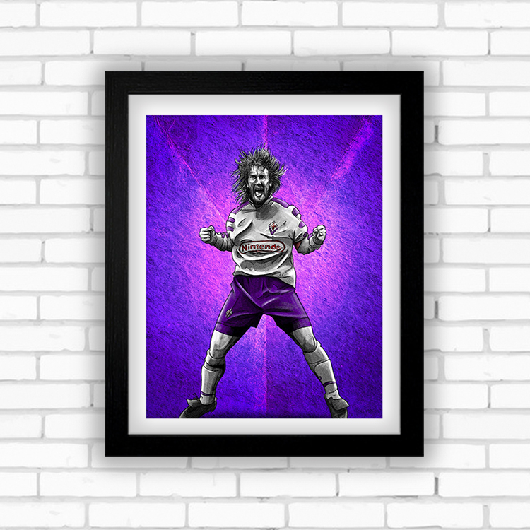 Photo solid wood photo frame 678 inch 10 football fans decorative wall hanging pendulum Batistuta Florence purple Lilies