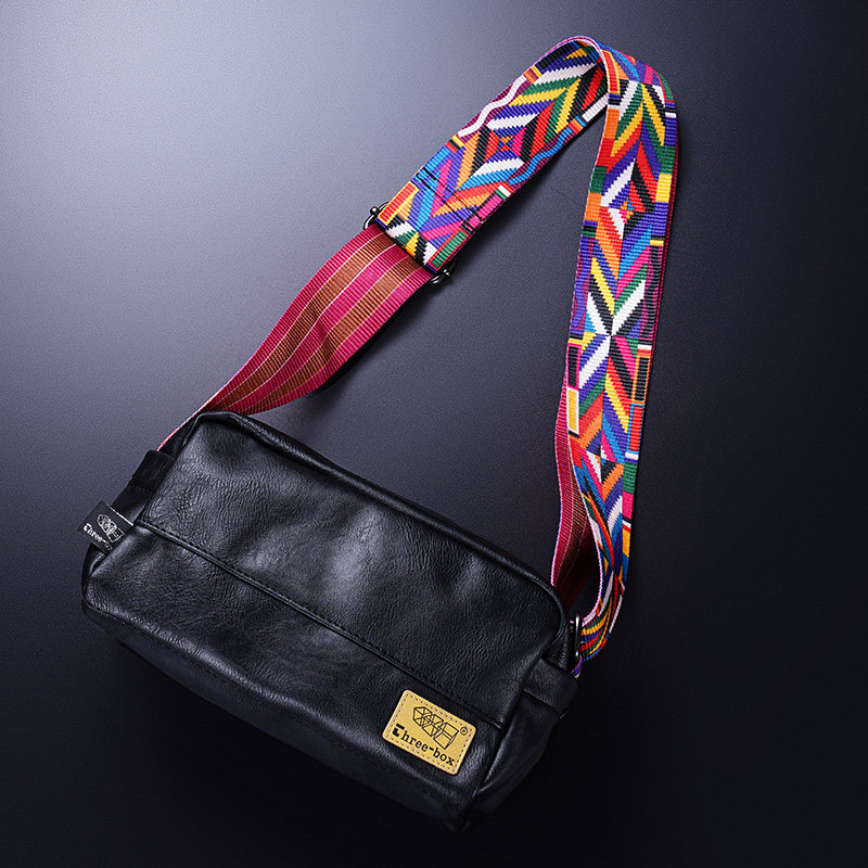 Hong Kong Tide Card Men's Bag Genuine Leather Single Shoulder Bag Casual Twill Bag Fashion Color With Chest Bag Personality Small-to-Shoulder Bag