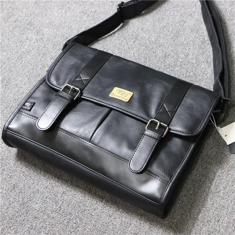 Hong Kong Tidal Bull Leather Slanted Satchel 2020 New Business Inron genuine leather single shoulder retro Postman Locomotive Bag