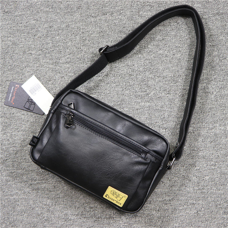 Hong Kong men's shoulder bag Japanese casual men's shoulder diagonal bag Leather mobile phone ipad tablet backpack