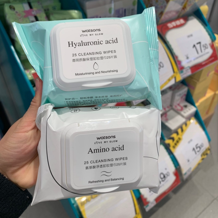Watsons Qurchen's gentle cleaning of vitriolic moisturizing amino acids deep down makeup cotton wet towels 25 pieces