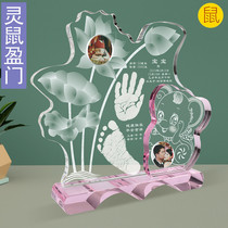 Auspicious baby born customized crystal hand and foot prints mud fetal hair souvenirs Lingshu Yingmen 2020