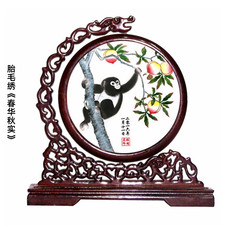 Вышитая картина с изображением ребенка 吉祥童子宝宝出生礼物定制胎毛绣胎毛画婴幼儿纪念品春华秋实2016