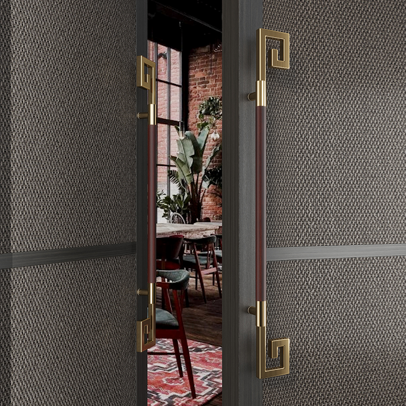 Stainless steel back door pulls handle solid wood handle glass door door and door frame door General large handle modern Chinese style