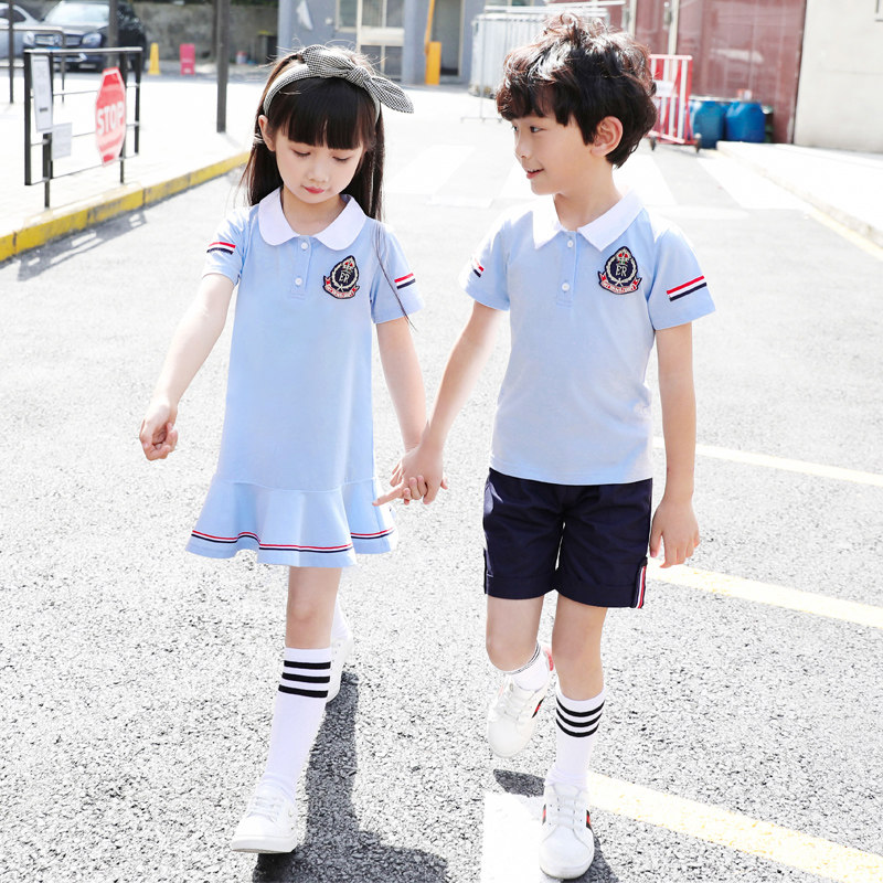 Kindergarten Garden Clothing Summer Clothing Pure Cotton College Wind Han Edition Children Graduation Clothes Summer Class Clothing Suit Elementary School Uniforms