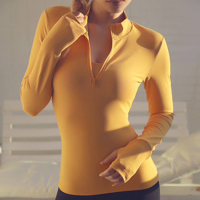 Fitness suit women's tennis red sports long sleeve yoga clothes blouse with tight fit and slim elastic training running clothes autumn and winter