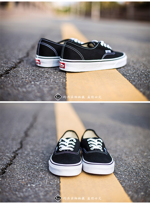Vans vans aut màu đen và trắng vải cổ điển thấp nam và giày đôi mẫu giày thông thường VN000EE3BLK - Plimsolls giày sport nam