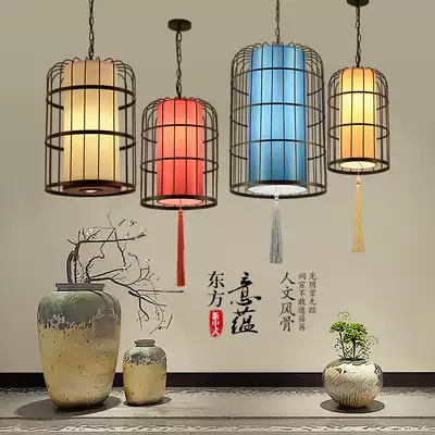 Birdcage lamp new Chinese chandelier iron retro creative dining room lamp bar clothing store Inn aisle staircase lamp