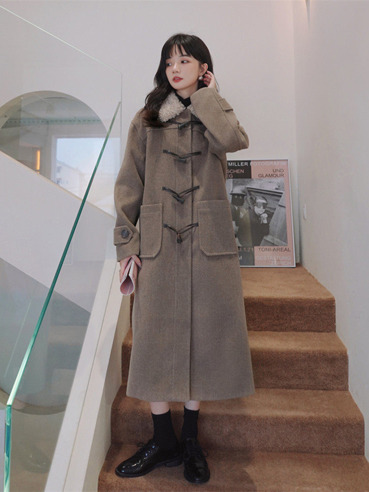 Sandro Moscoloni Horn Buttons Fur Coats Women 2021 New Autumn Winter Mid-Season Long Version Of the Giant Coat