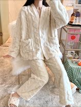 Sandro Vicari Coral Suede Pajamas Woman Winter Thickened 2021 new minimalist fashion Warm Home Clothing