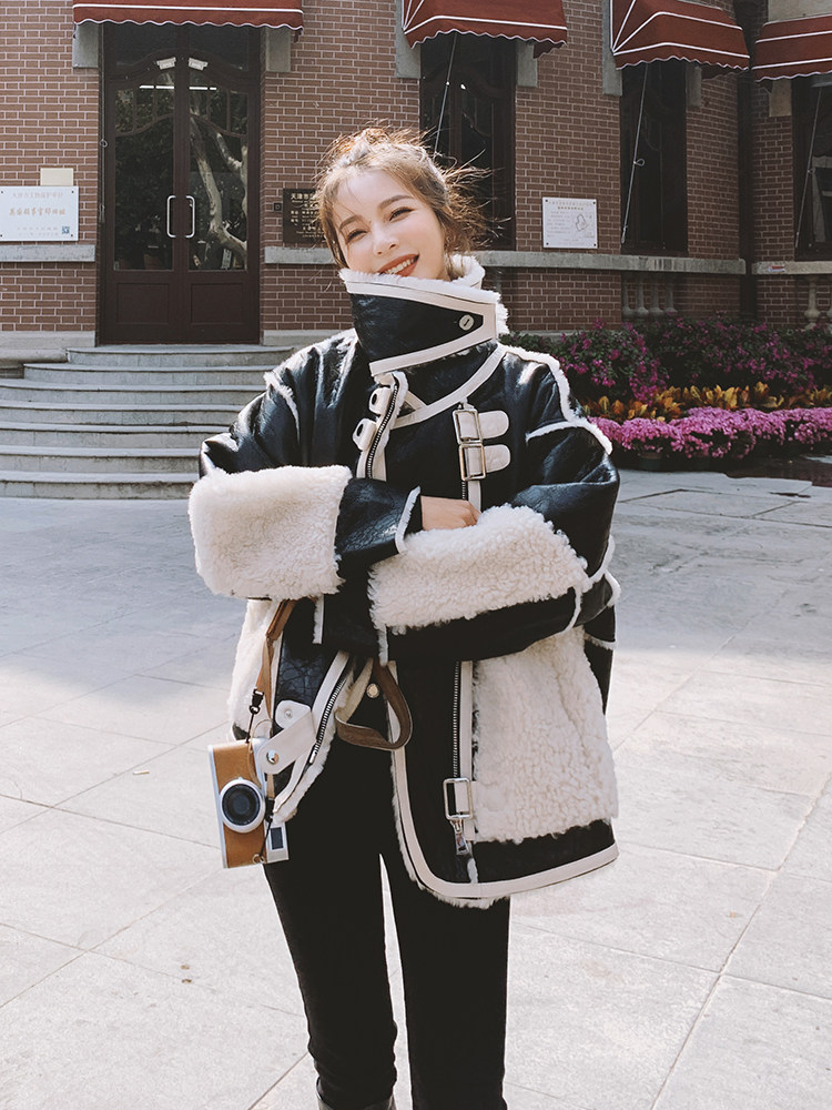 Sandro Moscoloni lamb wool coat women's autumn and winter 2021 new small fur one-piece cotton coat