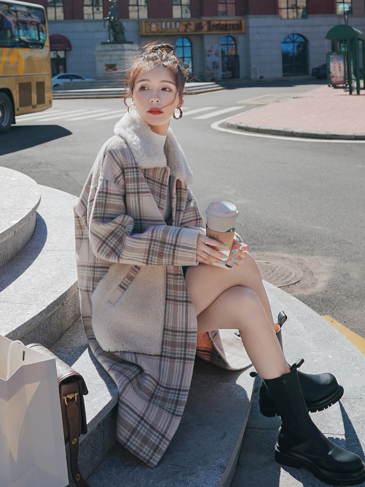 Sandro Moscoloni Chinese Mao Cover Woman 2021 New Fall Winter Lamb Coat Specify a Twin Coat