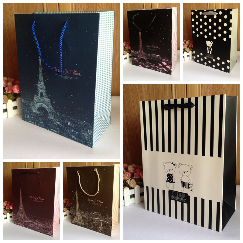 Lace Peach Hearts Business Gift Bags Hand Bags Cartoon Carrying Bags Eco-friendly Paper Bags Birthday Delivery Bags