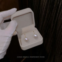 JZ STU gentle temperament natural Bright Pearl American 14K gold bag simple elegant ear hook earrings earring