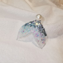 JIANGZI STU sauce heavy industry mermaid blue tail s925 sterling silver Freshwater Pearl Super Flash two wearing earrings