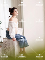 Pregnant women Photo clothing new leisure cute hipster suspenders photo studio shooting pregnant mother pregnancy photo clothing