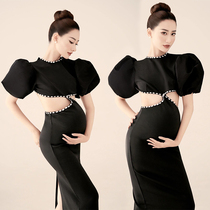 Pregnant woman Write a real photo Costume Movie black sexy Hepburn Winds dress surrogacy mommy Big belly photo gown