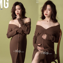 Photo studio New pregnant women photography clothing slim knitted dress pregnant mother shooting fashion photo clothing