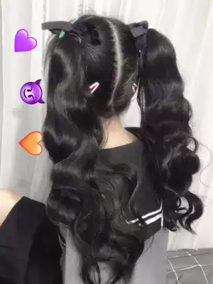 jk double ponytail wig female hair strap high ponytail fluffy natural lolita corn hot curly hair ponytail ponytail