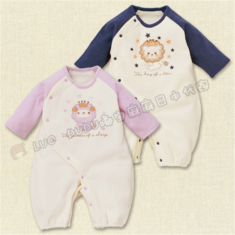 Japan Nishimatsuya newborn romper spring and autumn long sleeve warm baby jumpsuit baby climbing suit 50-60cm