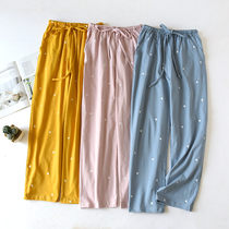 Single pajama pants womens trousers Spring and Autumn Winter and Summer cotton loose cotton cute cartoon elastic pants home pants thin knitted
