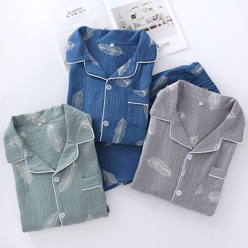 Day Series New Sleepwear Men's Pure Cotton Spring Autumn Season Full Cotton Cloth Loose Long Sleeve Home Clothing Two Style Suits Men