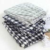 Pajama pants mens trousers cotton plaid loose size thin knitted cotton home pants summer cotton home pants Japanese