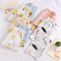 Pajama pants womens trousers spring and autumn double gauze cotton loose size Sweet Home pants summer casual home pants