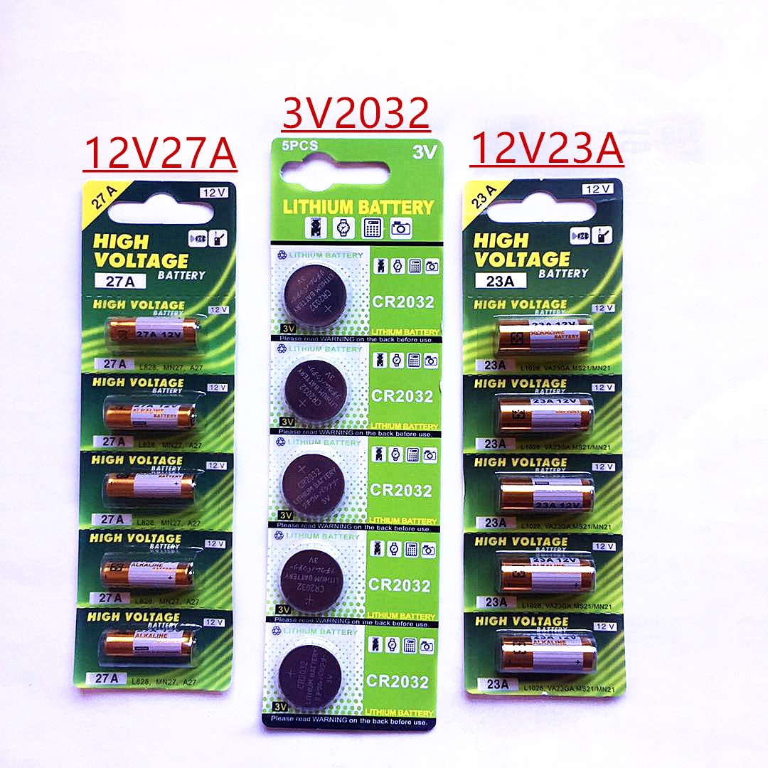 12V23A 27A garage door remote control battery 3v2032 button battery access car burglar alarm battery 