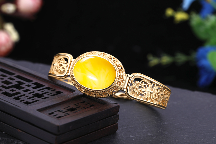 Vòng đeo tay bằng bạc mạ bạc 925 trống bạc sterling vòng tay bạc khay khảm sáp ong màu hổ phách ngọc lam hỗ trợ vòng đeo tay 16 * 22 vòng đá thạch anh