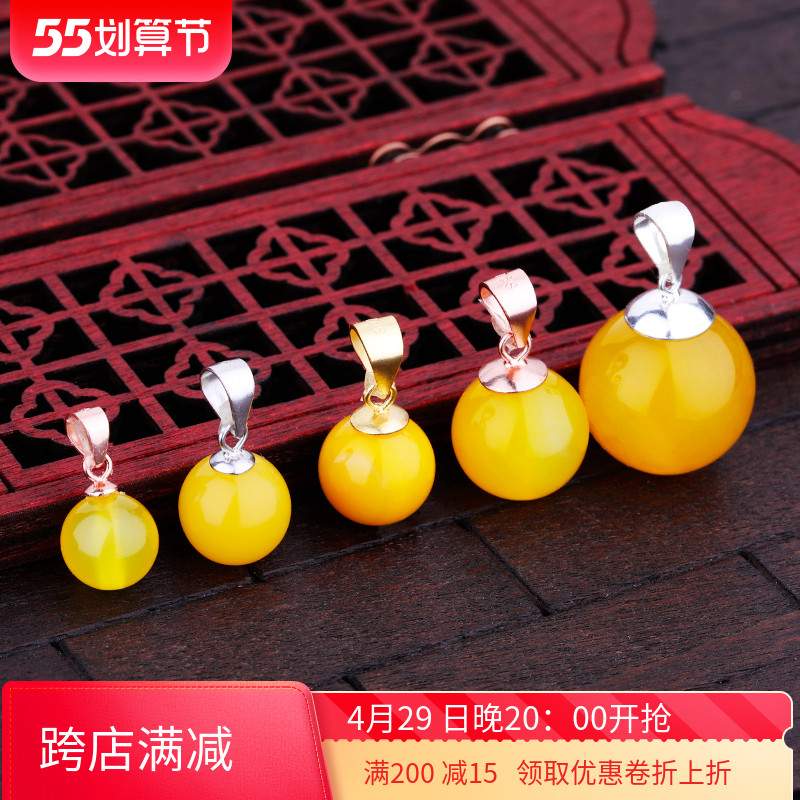 DIY Accessories Buckle S925 Silver Pendant Buckle Inlaid Green Pine Stone Amber Honey Wax Pearl Round Pearl Jade Crystal Belt Head