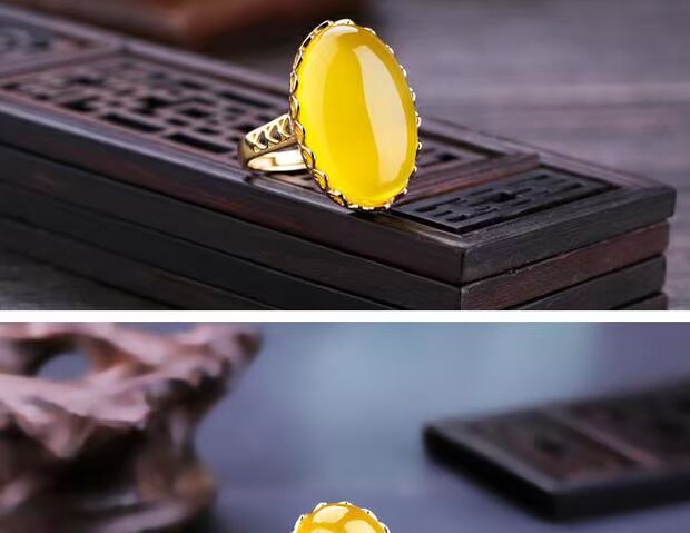 S925 sterling bạc mạ vàng nhẫn trống hỗ trợ dát ong thiết lập nhẫn ngọc lam giữ miệng nhẫn nữ sống 15 * 22 nhẫn phong thủy nam
