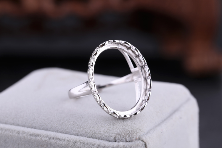 Nhẫn bằng bạc trắng mạ bạc 925 sterling trống hỗ trợ khảm đá ong thiết lập 16 * 21 14 * 19 17 * 20 16 * 24 nhẫn vàng tây nam