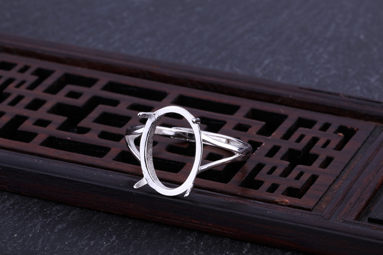 S925 sterling silver ring trống hỗ trợ thiết lập 10 * 14 7 * 9 8 * 10 11 * 13 9 * 12 12 * 15 nhẫn titan