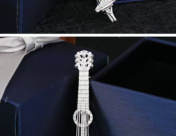 S925 sterling bạc trâm trống hỗ trợ trống sáp ong bạc khay trâm violon hỗ trợ DIY trâm bạc khay ghim cài áo vest nam