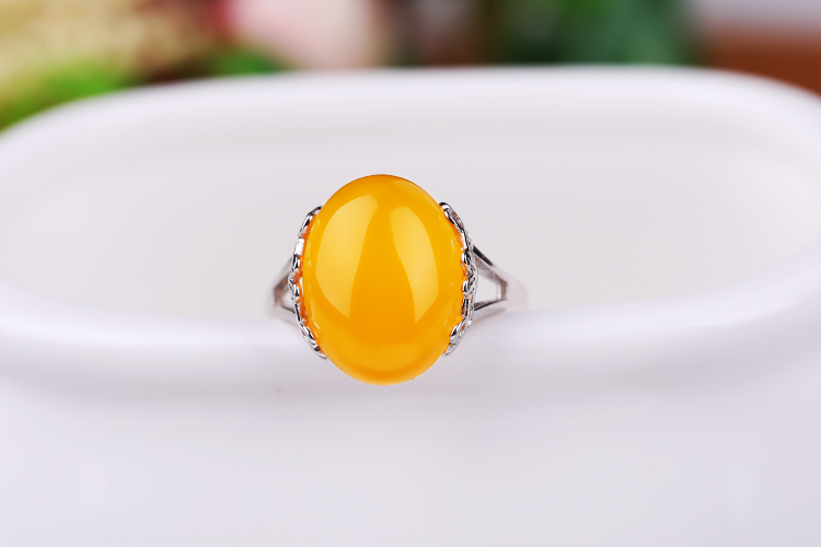S925 sterling bạc nhẫn trống hỗ trợ dát sáp ong hổ phách cài đặt 7 * 9 10 * 14 8 * 10 11 * 15 10 * 13 nhẫn nam pnj