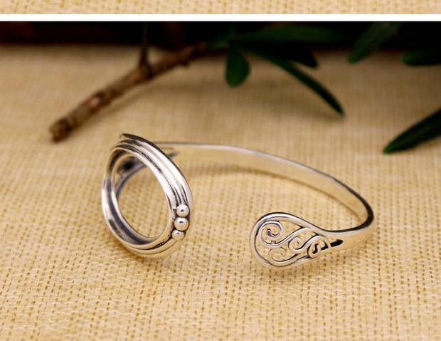 Vòng tay bạc nguyên chất 925 hỗ trợ trống rỗng 22 * ​​32 retro vòng tay bạc Thái tùy chỉnh dát sáp ong sống miệng 18 * 28 vòng đeo tay nữ
