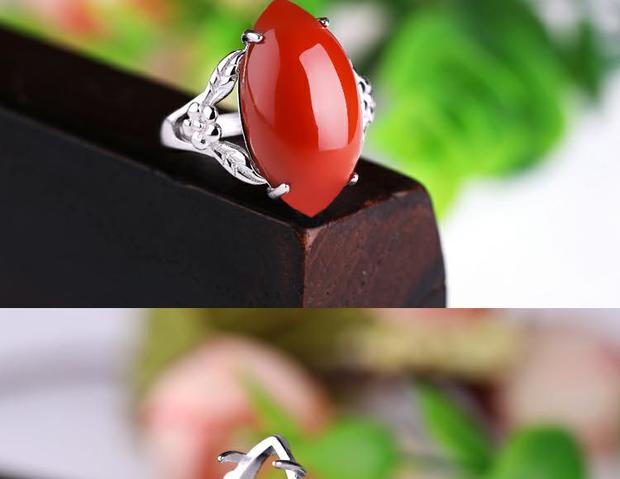 S925 sterling bạc mạ vàng trắng mắt ngựa trống khay tự làm dát ngọc lam phía nam màu đỏ sáp ong mở vòng thiết lập 10 * 20 nhẫn pandora
