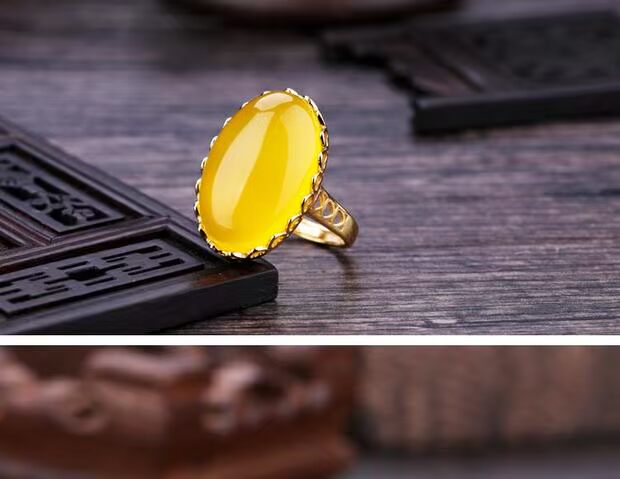 S925 sterling bạc mạ vàng nhẫn trống hỗ trợ dát ong thiết lập nhẫn ngọc lam giữ miệng nhẫn nữ sống 15 * 22 nhẫn phong thủy nam