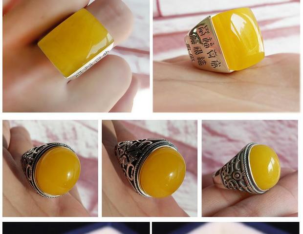 S925 bạc cổ điển trống hỗ trợ trống DIY dát sáp ong vòng hổ phách hỗ trợ 7 * 9 nhẫn cặp vàng