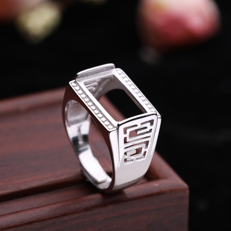 Nhẫn vuông bằng bạc mạ bạc 925 sterling trống hỗ trợ trống 8 * 13 9 * 14 13 * 18 12 * 17 12 * 14 11 * 16 nhẫn vàng