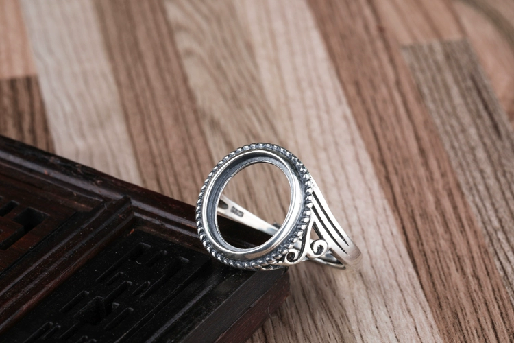 S925 sterling silver ring rỗng hỗ trợ 9 * 12 11 * 14 12 * 15 8 * 11 8 * 10 10 * 12 13 * 16 thiết lập nhẫn titan