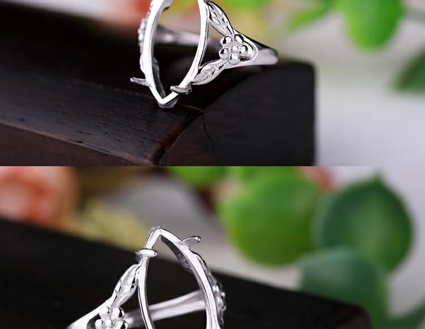 S925 sterling bạc mạ vàng trắng mắt ngựa trống khay tự làm dát ngọc lam phía nam màu đỏ sáp ong mở vòng thiết lập 10 * 20 nhẫn pandora