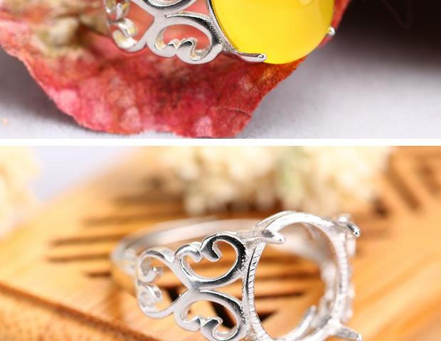 S925 sterling bạc nhẫn trống hỗ trợ 10 * 11 thiết lập 11 * 13 dát sáp ong nhẫn hình bầu dục trực tiếp nhan kim cuong