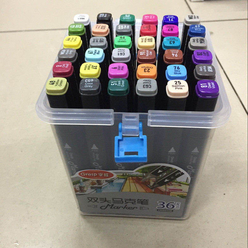 Master 36-color double-headed oily mac pen square rod set hand-drawn design student animation