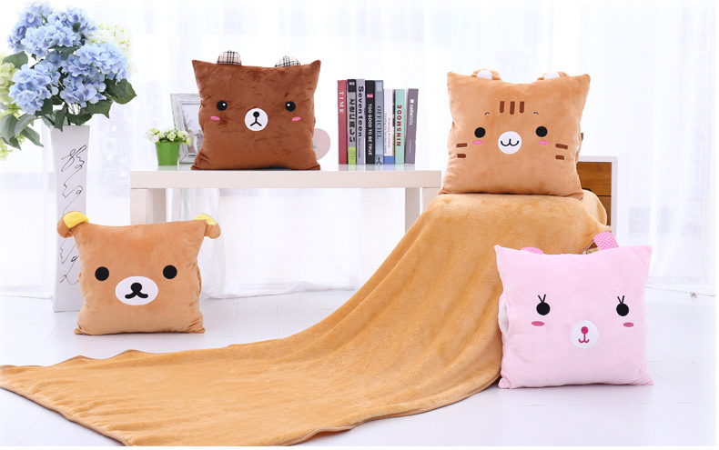 Phim hoạt hình gối chăn kép sử dụng đệm xe tay ấm hơn gối văn phòng ngủ điều hòa chăn gối ngủ - Trở lại đệm / Bolsters gối tựa lưng trên giường