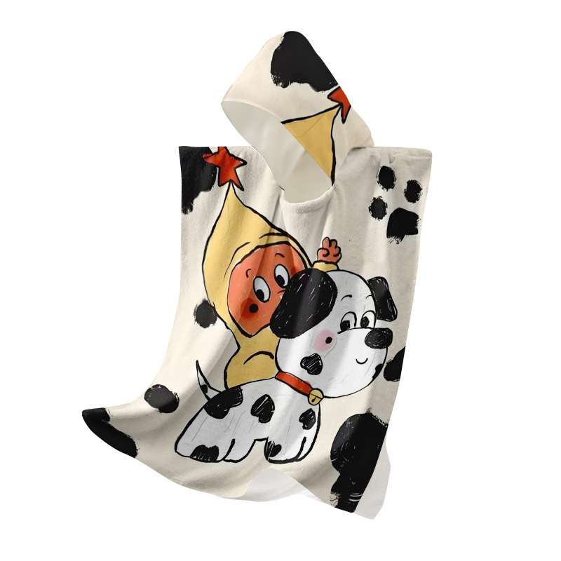 Children's Cartoon Star Character Hooded Cape-Style Bathrobe Swimming Summer Girls' Cape Beach Towel Outdoor Bathrobe Towel