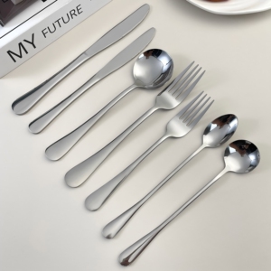 Korean Style Long Handle Student Kids Thickened Pointed Stainless Steel
