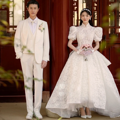 Ретро кружевной реквизит для фотографии для влюбленных, свадебное платье, китайский стиль