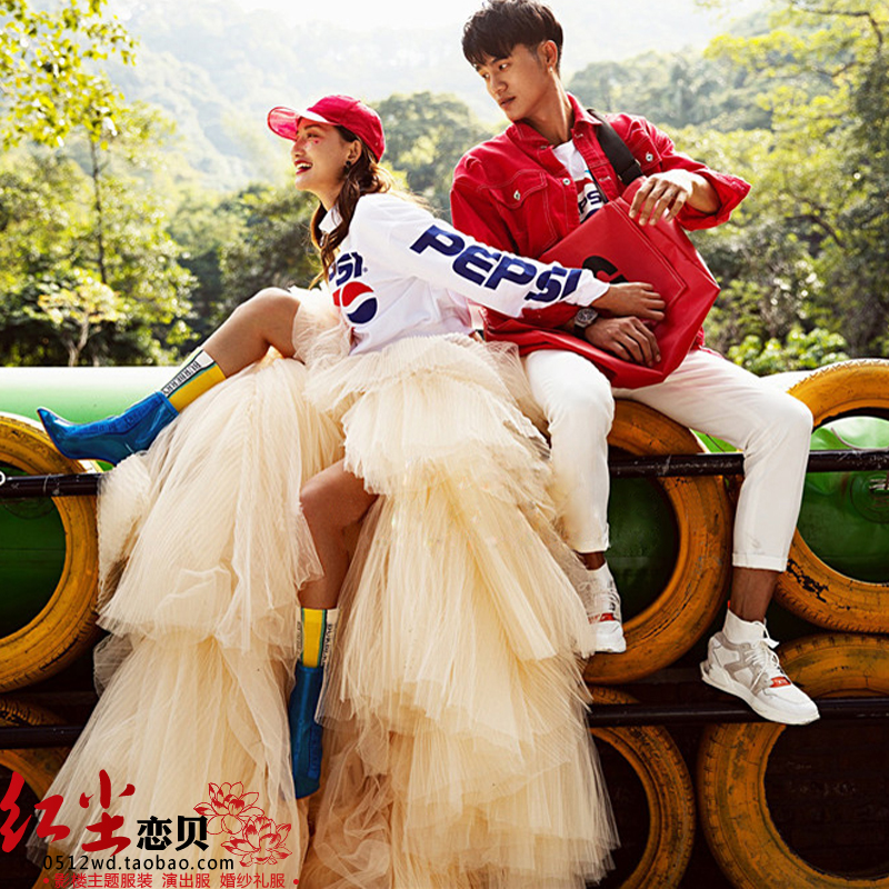 Photo gallery themed clothing 2019 new bandits photo lovers photo gown fashion street pat hip hop to write real wedding dress